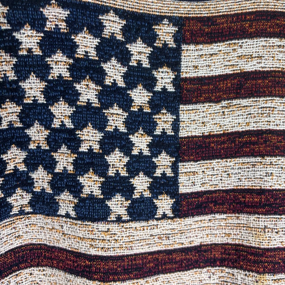 Vintage Sugar Street Weavers Americana Flag Crewneck Sweater - Navy and Cream - Picture 4 of 10
